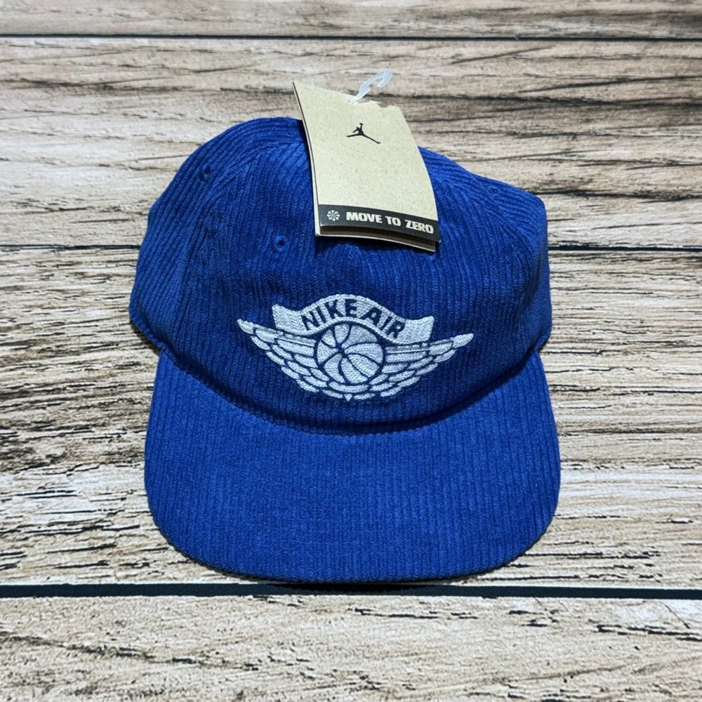 Nike Air Jordan Hat S/M Blue Corduroy Basketball Wings Strapback IB3937-485 NEW
